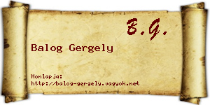 Balog Gergely névjegykártya